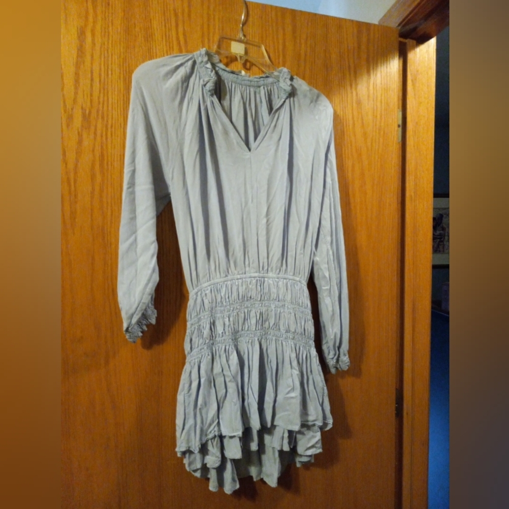 Womens R. Vioimos Long Sleeve Ruffled Dress Elastic Waist 17 Armpit 4/6 babydoll